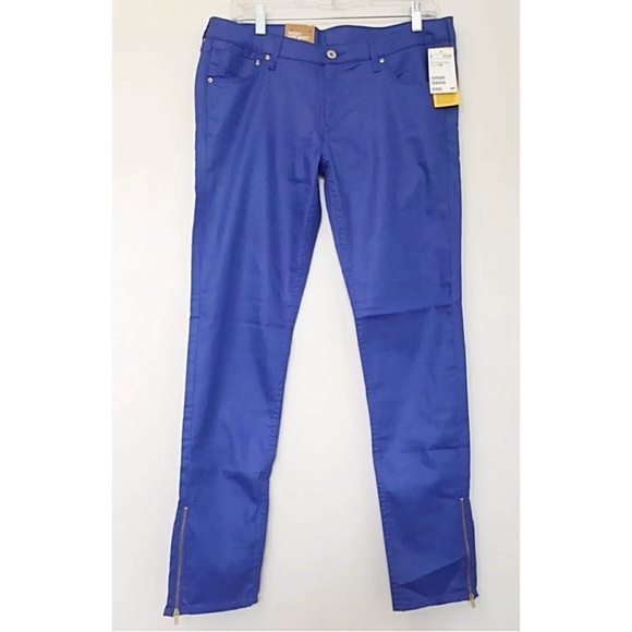 H&M NWT Sz 33/Lrg Skinny Jeans Blue Ankle Zippers - Picture 3 of 8